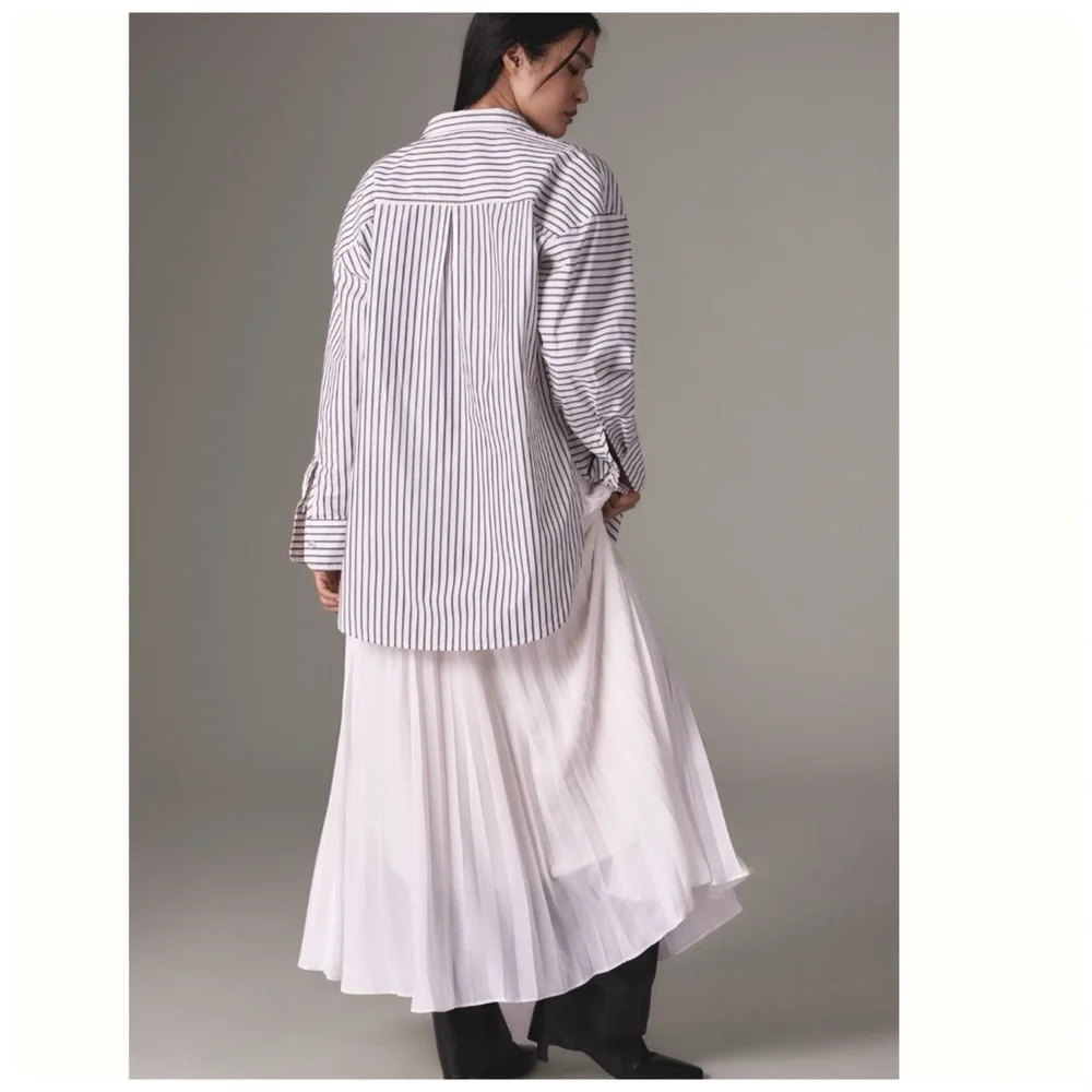 NWT Anthropologie Twofer Shirt Pleated Pull Over DRESS ONLY, L Petite - Picture 14 of 14